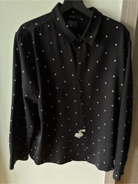 Ksubi Black Shirt with White Plus-Sign Print